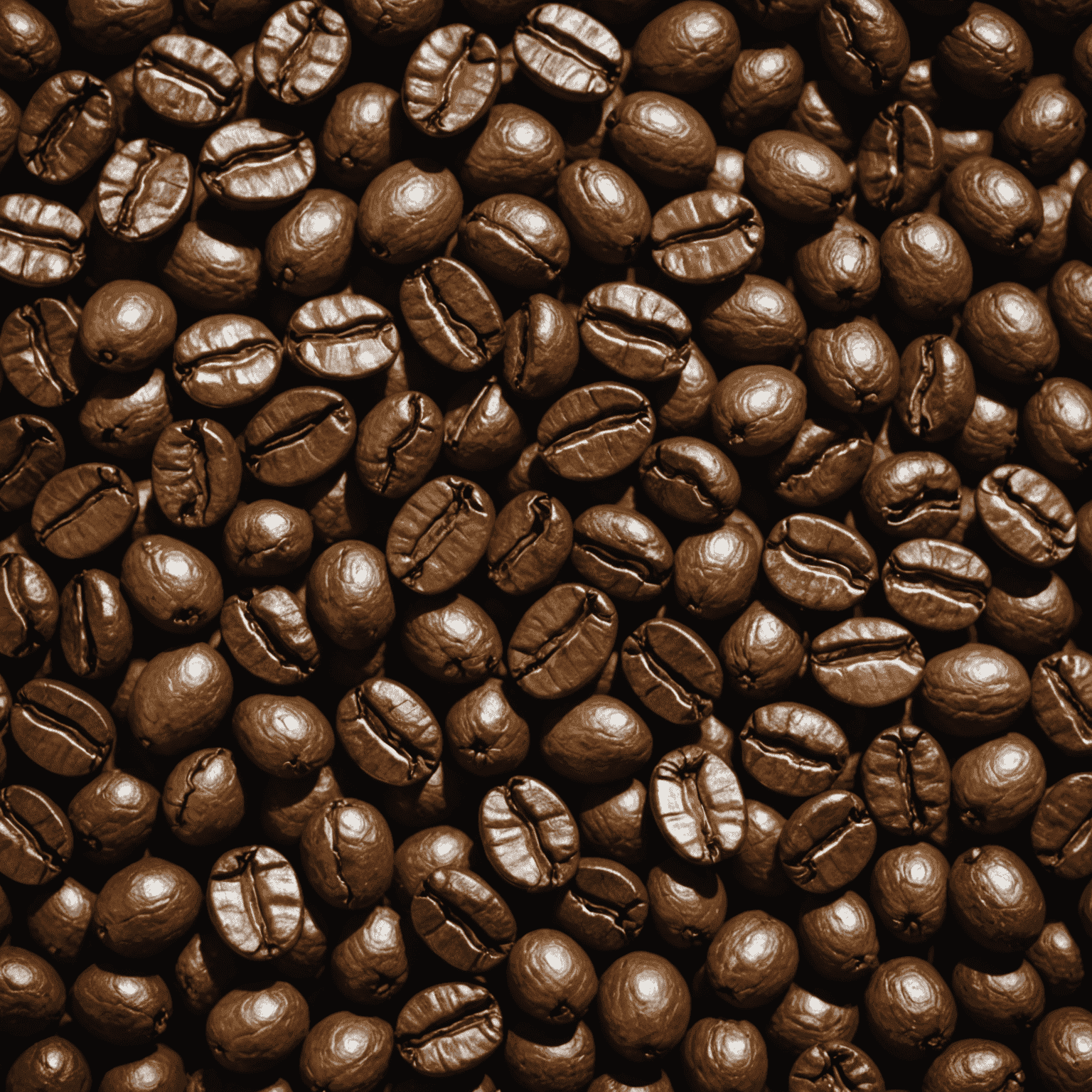 A close-up of freshly roasted coffee beans from Brazil, with a rich, dark brown color and glossy surface, showcasing their premium quality and aromatic potential